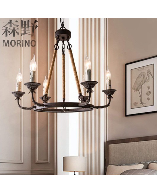 Morino Lighting American Country Wooden Lamp Living Room Bedroom Villa Homestay Balcony Creative French Wooden Pendant Light