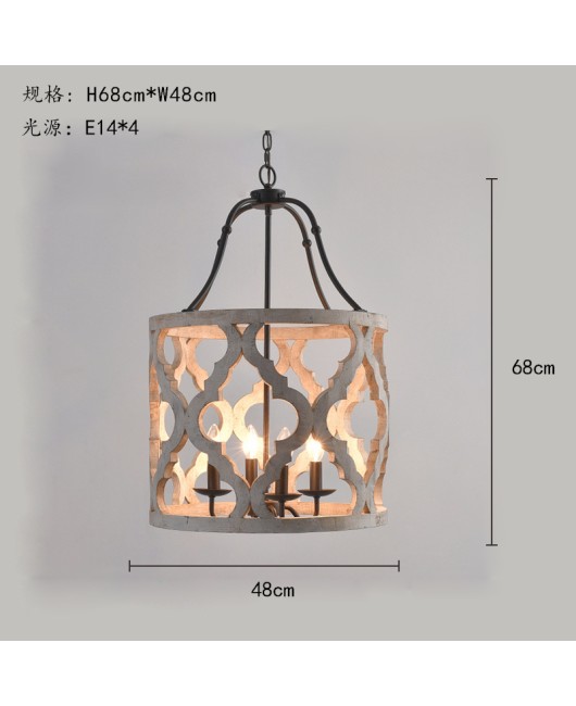 Morino Lighting American Country Wooden Lamp Living Room Bedroom Villa Homestay Balcony Creative French Wooden Pendant Light