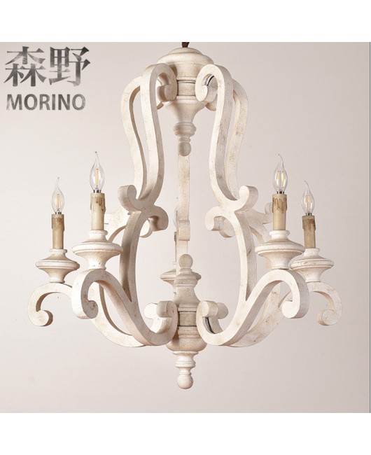 Morino Lighting American Country Wooden Lamp Living Room Bedroom Villa Homestay Balcony Creative French Wooden Pendant Light