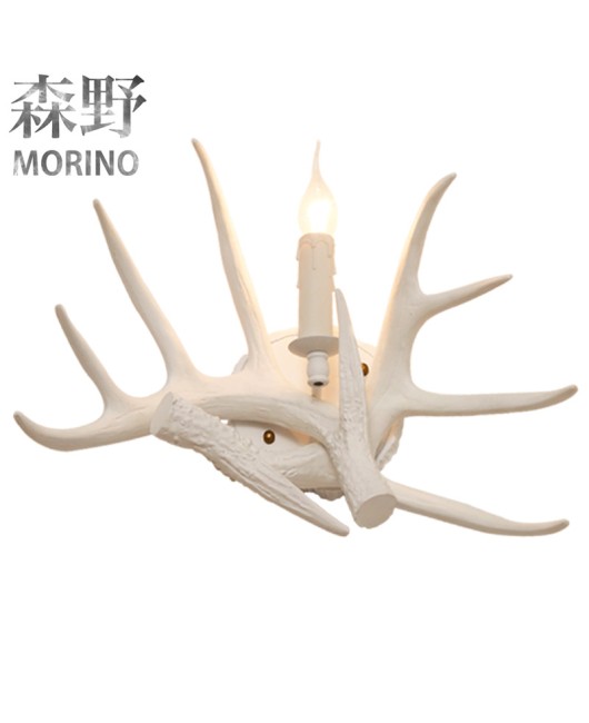 Morino Lighting American Wall Lamp Rural Boutique Antlers Living Room Dining Room Bedroom Coffee Shop Creative Antlers Wall Lamp