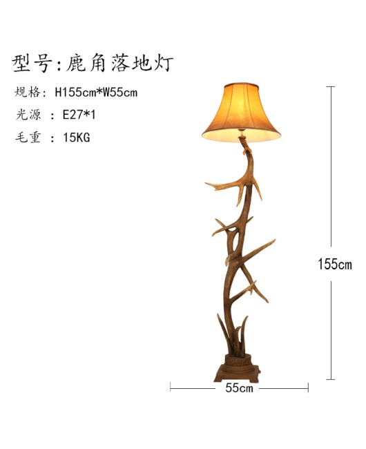 Morino Lighting American Country Antlers Living Room Bedroom Coffee Shop Villa Balcony Creative Personalized Floor Lamp