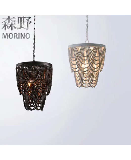 Morino Lighting American Country Wooden Lamp Living Room Dining Room Bedroom Villa Homestay Coffee Shop Clubhouse Wooden Pendant Light