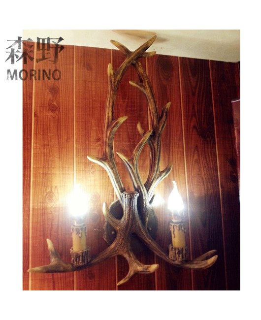 Morino Lighting American Wall Lamp Rural Retro Antlers Living Room Dining Room Bedroom Homestay Villa Antlers Wall Lamp