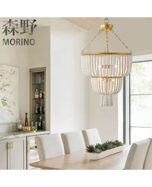 Morino Lighting French Country Wooden Lamp Living Room Bedroom Villa Homestay Balcony Creative Retro Solid Wood Pendant