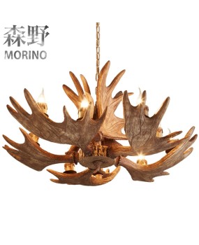 Morino Lighting American style pendant lamp, rural deer horn lamp, living room, restaurant, villa, homestay, retro creative deer horn pendant lamp