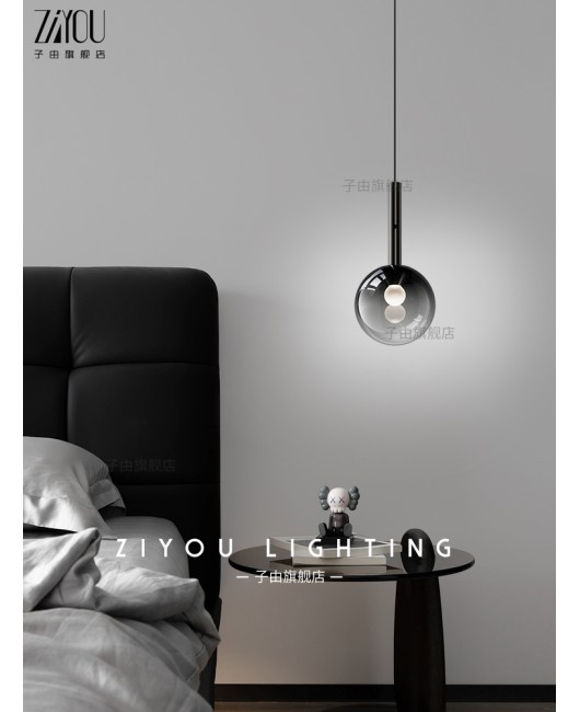 Ziyou Italian minimalist bedside pendant lamp, modern light luxury creative glass adjustable hand swept foyer atmosphere hanging line lamp