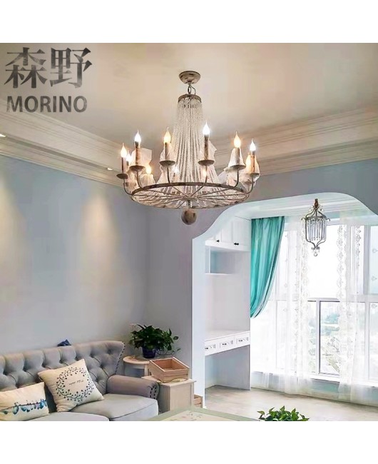 Morino Lighting American Country French Chandelier Living Room Dining Room Bedroom Villa Homestay Retro Iron Chandelier