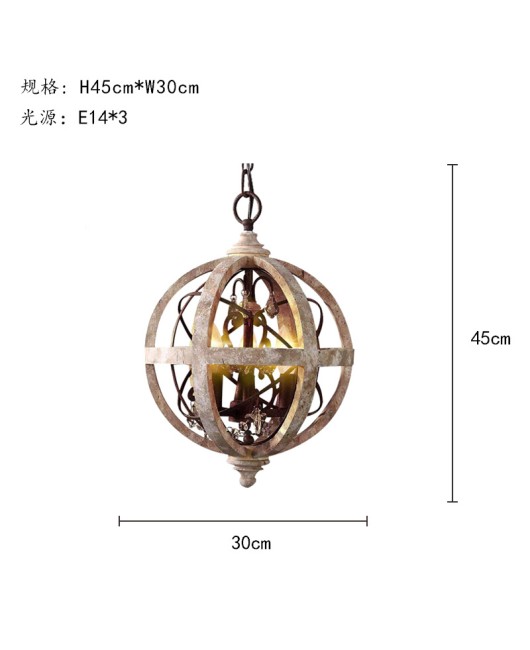 Morino Lighting American Country Wooden Lamp Living Room Bedroom Villa Homestay Balcony Creative French Wooden Pendant Light