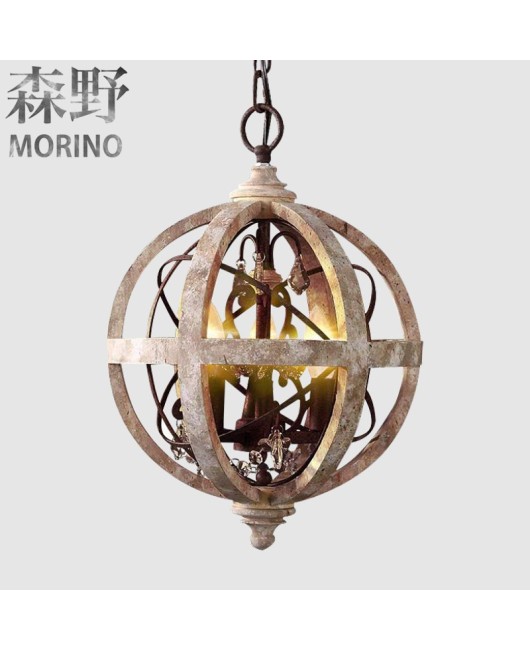 Morino Lighting American Country Wooden Lamp Living Room Bedroom Villa Homestay Balcony Creative French Wooden Pendant Light