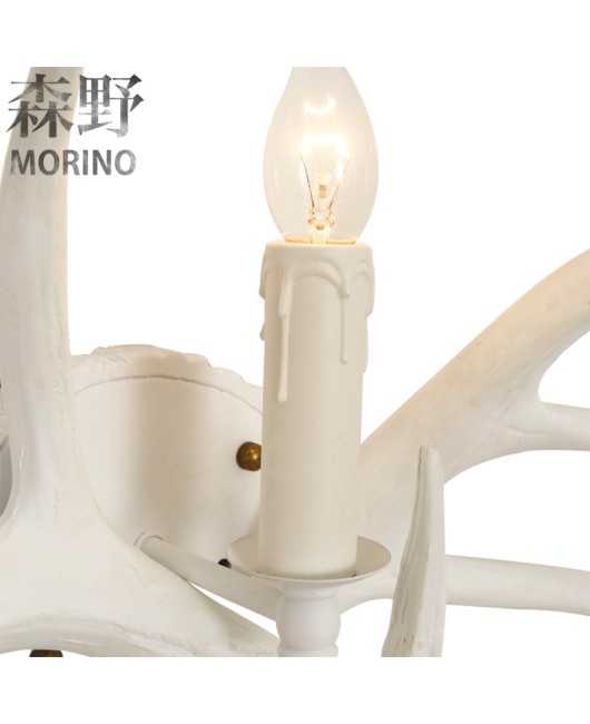 Morino Lighting American Wall Lamp Rural Boutique Antlers Living Room Dining Room Bedroom Coffee Shop Creative Antlers Wall Lamp