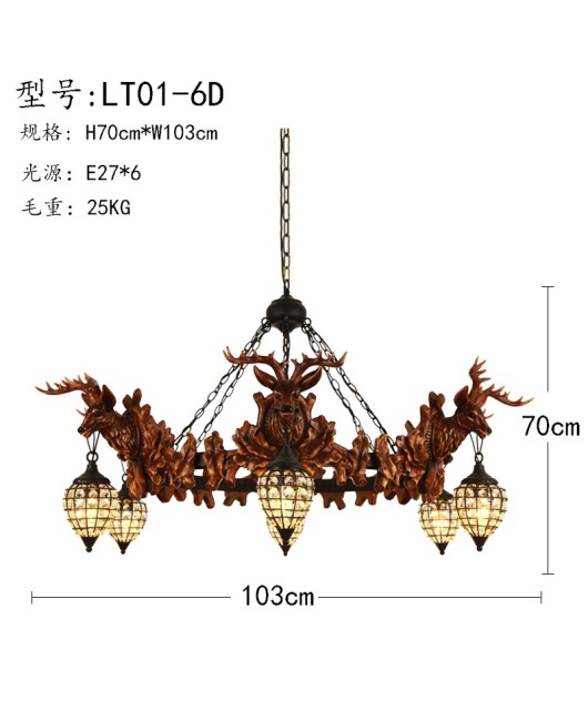 Morino Lighting Export American Rural Boutique Antlers Living Room Restaurant Homestay Villa Creative Antlers Pendant Light