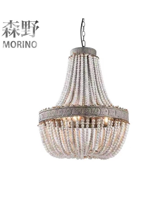 Morino Lighting American Country Wooden Lamp Living Room Bedroom Villa Homestay Balcony Creative French Wooden Pendant Light