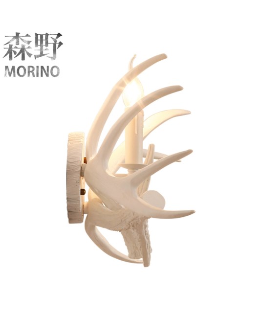 Morino Lighting American Wall Lamp Rural Boutique Antlers Living Room Dining Room Bedroom Coffee Shop Creative Antlers Wall Lamp