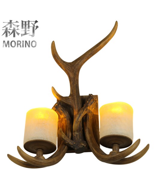 Morino Lighting American Wall Lamp Rural Boutique Antlers Living Room Dining Room Bedroom Coffee Shop Creative Antlers Wall Lamp