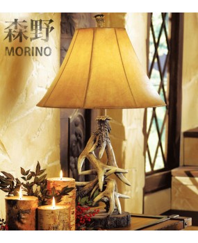 Morino Lighting American Country Desk Lamp Living Room Bedroom Bedhead Villa Homestay Creative Antlers Desk Lamp