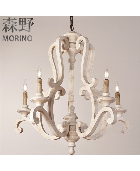 Morino Lighting American Country Wooden Lamp Living Room Bedroom Villa Homestay Balcony Creative French Wooden Pendant Light