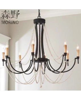 Morino Lighting American Country Wooden Lamp Living Room Dining Room Bedroom Villa Homestay Coffee Shop Clubhouse Wooden Pendant Light