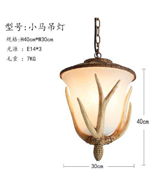 Morino Lighting American Rural Antlers Restaurant Living Room Entrance Balcony Corridor Coffee Shop Creative Antlers Pendant Light