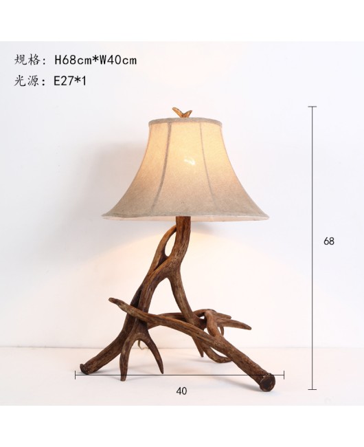 Morino Lighting American Rural Antlers Living Room Dining Room Coffee Shop Villa Balcony Corridor Retro Antlers Desk Lamp