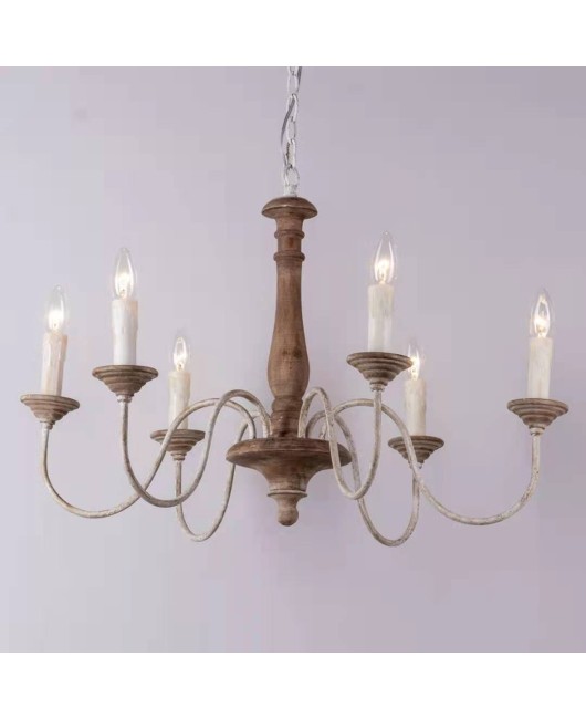 Creative American rural French pastoral simple wooden chandelier living room dining room bedroom home stay lamps