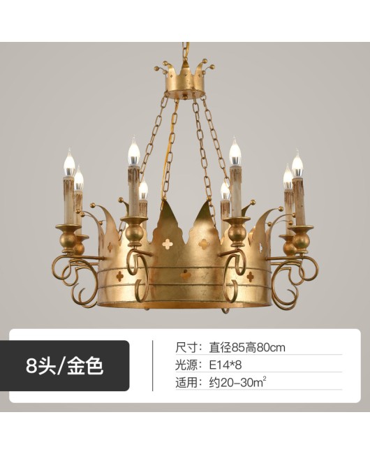 American style countryside wrought iron crown chandelier, living room, dining room, bedroom, clothing store, corridor, homestay, decorative chandelier