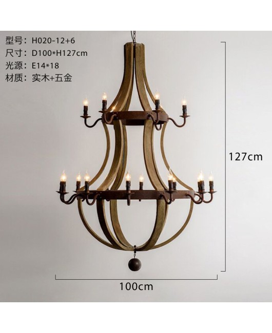 Creative American rural industrial style wooden chandelier living room restaurant cafe bar bedroom home stay hotel lamps