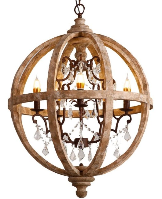 Cross border exclusive for American style countryside, French style countryside, solid wood ball shaped chandelier, living room, dining room, bedroom, homestay chandelier