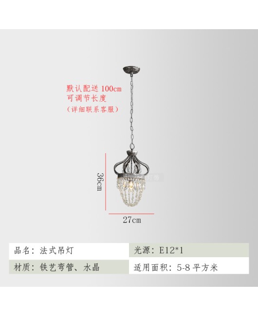 Creative French Crown Crystal Chandelier American Restaurant Entrance Corridor Bedroom Cloak Room Coffee Shop Bar Lighting