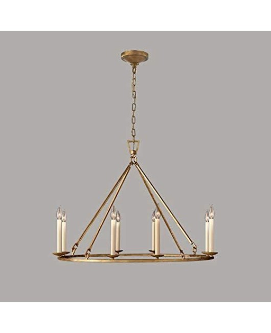 Cross border creative American rural simple iron chandelier living room dining room bedroom retro gold chandelier