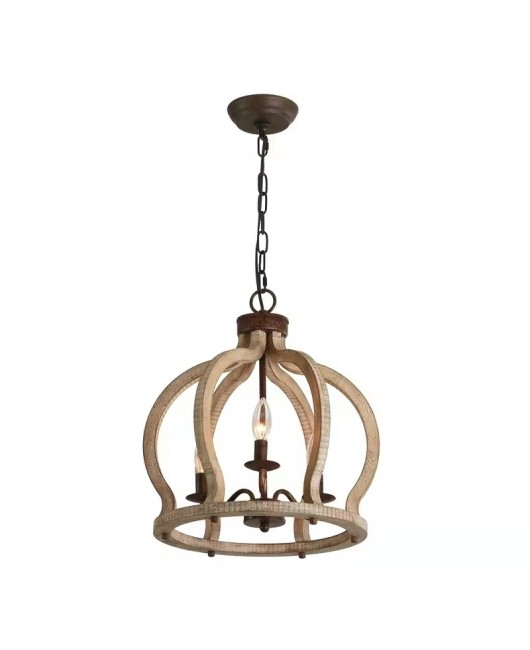 Creative personality American countryside vintage solid wood chandelier French living room dining room corridor foyer bar counter bedroom chandelier