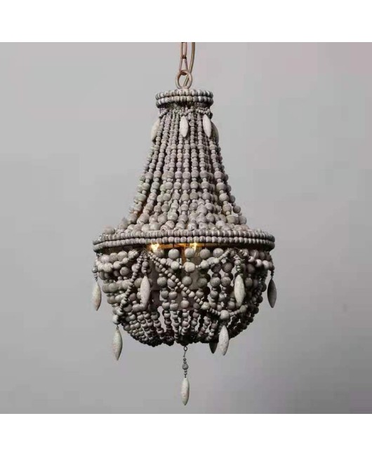 RH Creative American Rural French Pastoral Wood Bead Pendant Lamp Living Room Dining Room Bedroom Stairroom Cloakroom Lamps