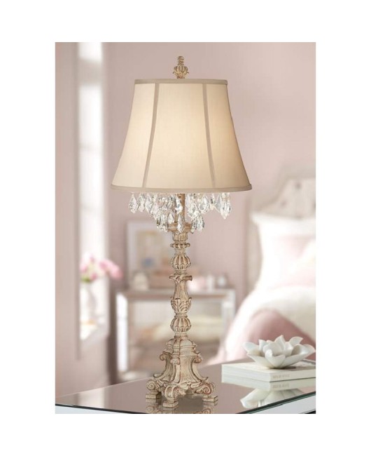 French countryside retro wood art carving table lamp crystal villa living room study bedroom bedside decoration floor lamp