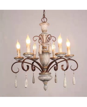 Creative American rural retro solid wood used chandelier living room dining room bedroom villa clothing store hotel lamps