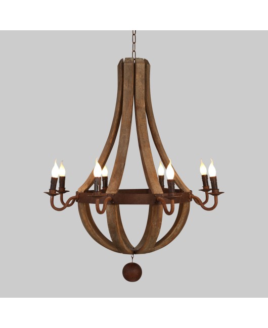 Creative American rural industrial style wooden chandelier living room restaurant cafe bar bedroom home stay hotel lamps