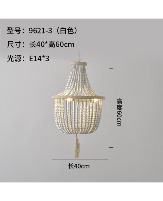 Cross border exclusive Bohemian style wooden bead pendant light for American countryside