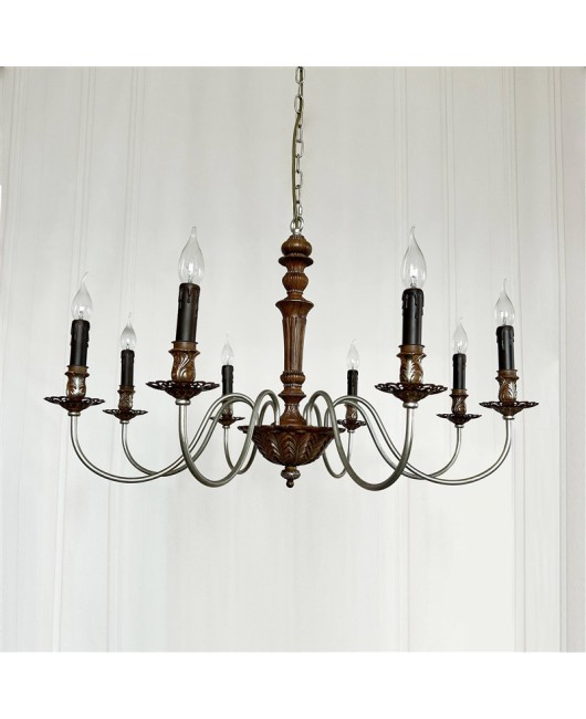 American style rural candle restaurant vintage chandelier Japanese style medieval pastoral French style European style bedroom living room wooden lighting fixtures