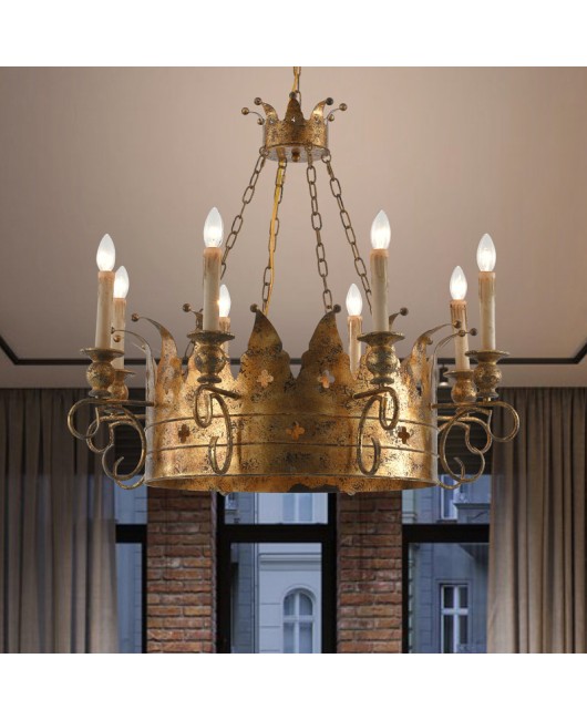 American style countryside wrought iron crown chandelier, living room, dining room, bedroom, clothing store, corridor, homestay, decorative chandelier