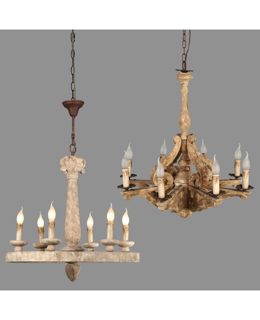 Export creativity American rural French retro wood chandelier living room dining room bedroom villa hotel chandelier