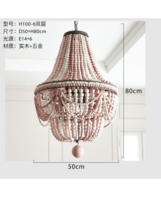 Cross border exclusive American style Bohemian style wooden bead chandelier for living room, dining room, bedroom, staircase lighting