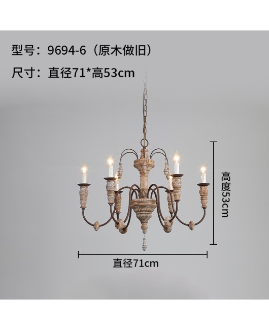 Creative American rural French retro wooden chandelier Simple living room Dining room Bedroom Staircase duplex building chandelier