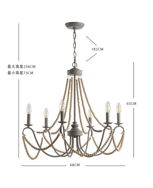 Creative French American Country Bohemian Style Wooden Bead Chandelier Bedroom Restaurant Cloak Room Clothing Store Lighting