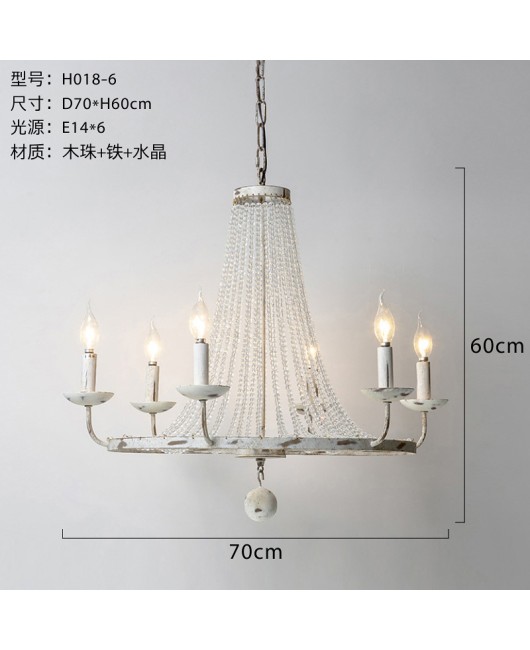 American countryside retro vintage French countryside crystal chandelier living room dining room bedroom clothing store mounted lighting fixtures