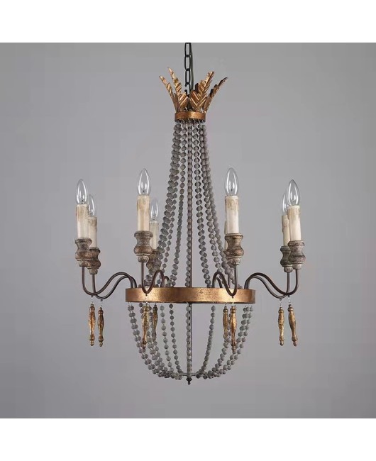 Creative American rural French retro old chandelier living room dining room bedroom duplex villa chandelier