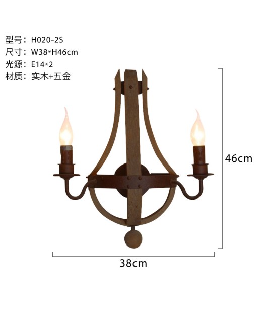 Cross border dedicated to creative American rural wooden wall lamp, living room, dining room, corridor, staircase, industrial style lamp