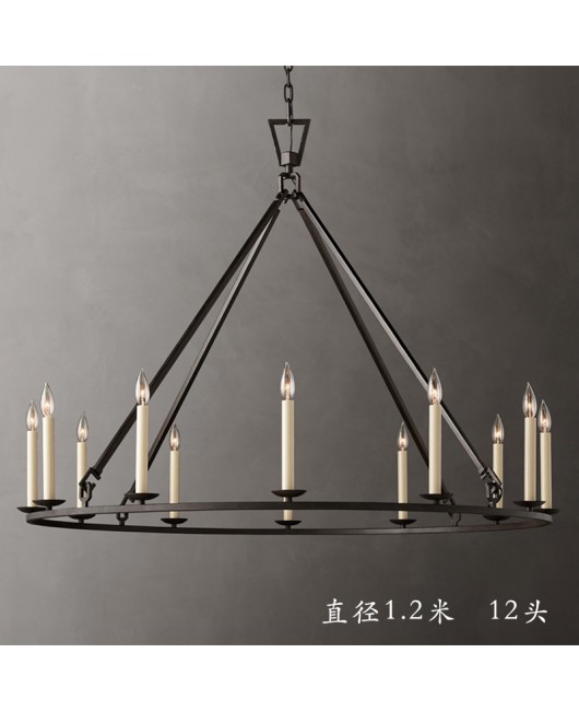 American style minimalist retro wrought iron chandelier, restaurant art lighting fixtures, living room lights, villa corridors, entrance hall lights, designer