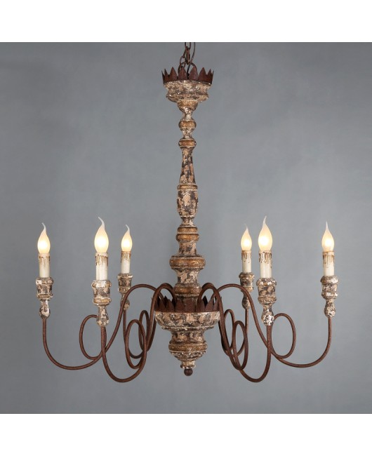 Creative American rural French retro wood chandelier living room dining room bedroom clothing shop home stay lamps