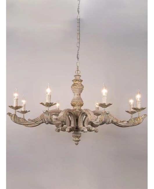 American retro French solid wood chandelier French creative living room dining room bedroom villa soft decoration designer lighting fixtures