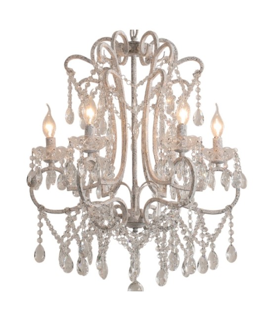 American countryside chandelier, living room dining room light, bedroom decoration, wrought iron retro white princess children's room crystal chandelier