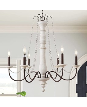 Creative American rural French retro white old Nordic modern bedroom tea restaurant cloakroom wooden chandelier