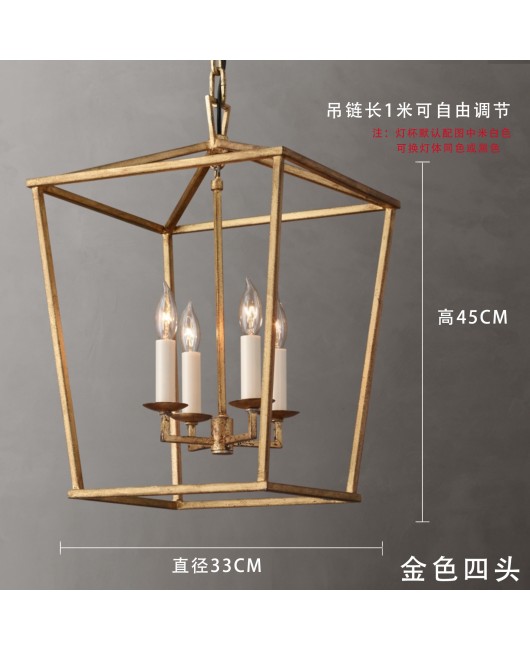 American style minimalist retro wrought iron chandelier, restaurant art lighting fixtures, living room lights, villa corridors, entrance hall lights, designer